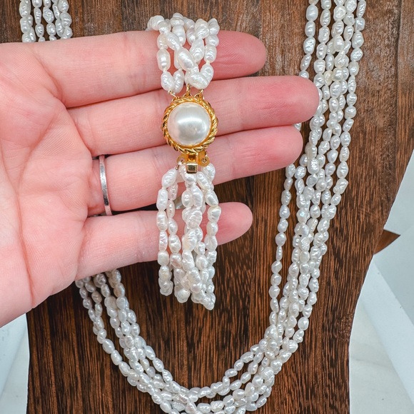 Vintage 6 strand genuine pearl necklace and bracelet - Picture 3 of 10